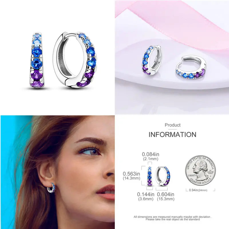 2024 Hotsale Ohrringe aus 925er-Sterlingsilber, Creolen mit Pavé-CZ-U-Form, Zirkon für Frauen, funkelnd, mit Größe, Modellanzeige