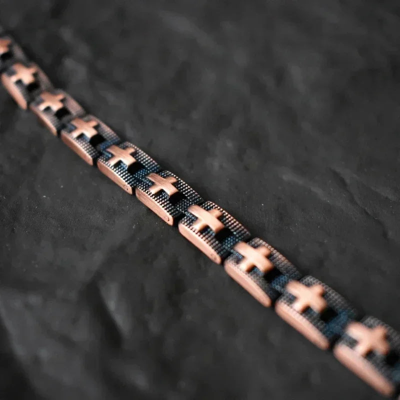 Armbänder aus reinem Kupfer für Männer, magnetisches Armband, Wikinger-Kreuztherapie, Arthritis, Handkette, gesunder Schmuck, männliches Armband