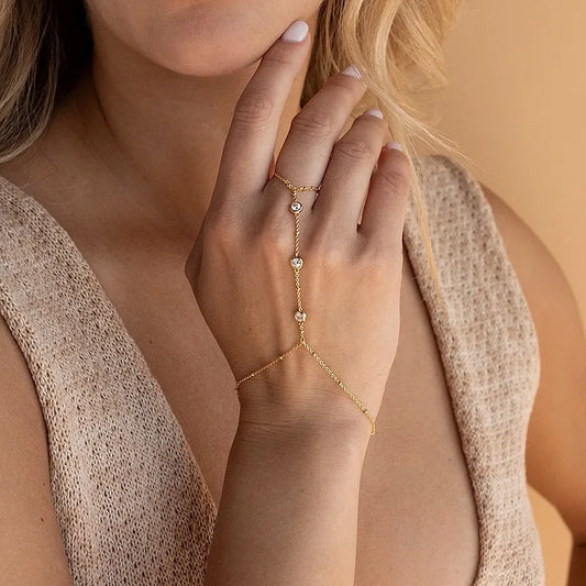 LATS Neues Böhmen-Kristall-Armband für Frauen, einfache dünne Kette, Finger-Hand-Schmuck, Accessoires, Geschenk