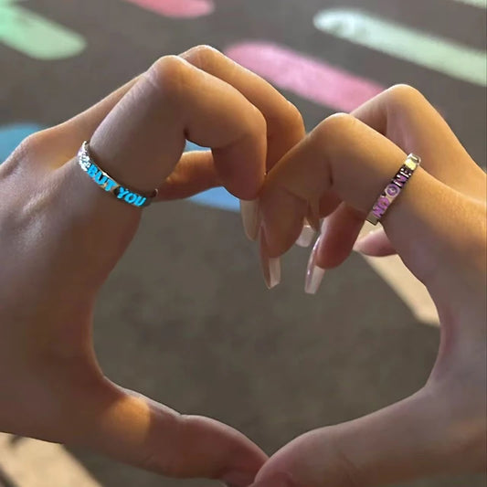 1 paar Mode ABER SIE NICHT EINS Paar Ringe Für Frauen Paar Ring Zubehör Mädchen Einfache Schmuck Geschenk