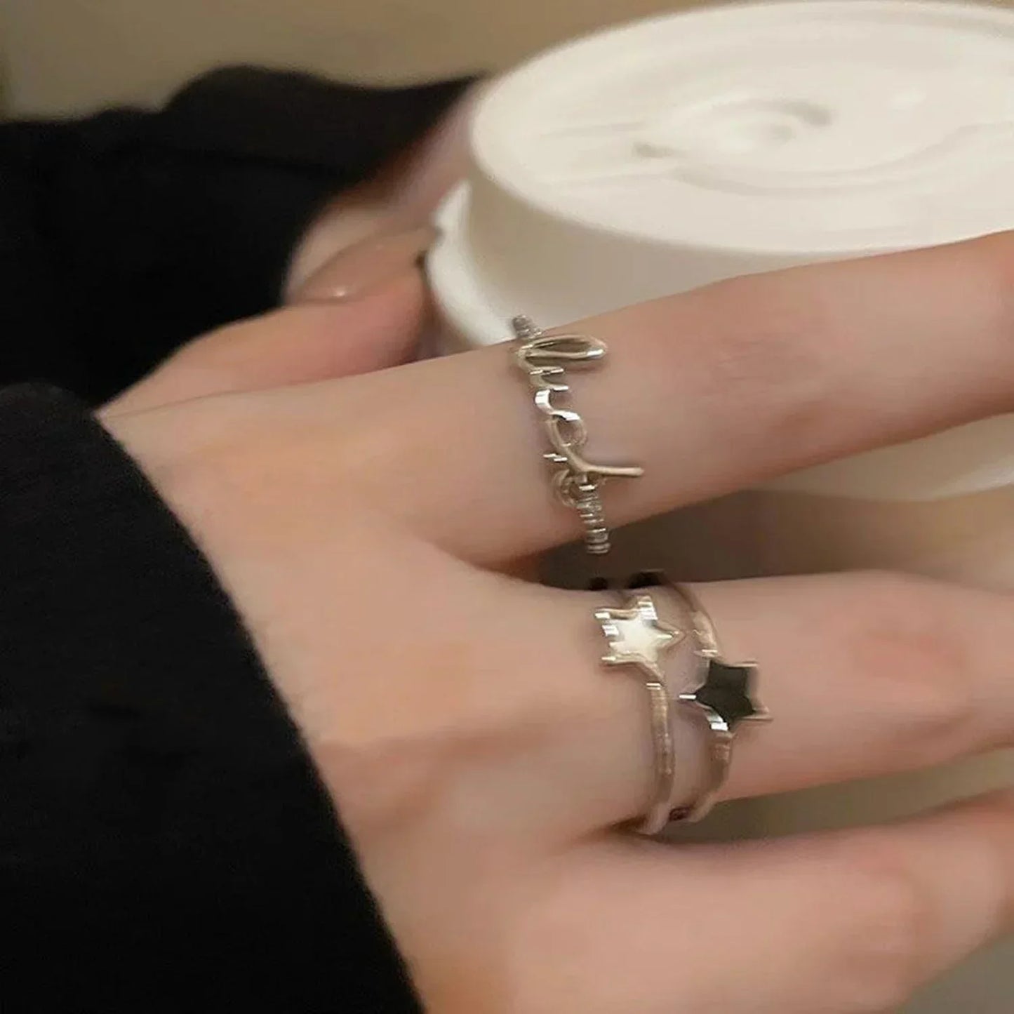 Mode offenen Ring Stern Zirkon Kristall ringe für Frauen Mädchen Doppels chicht ästhetischen Schmuck kpop neuen Trend y2k Accessoires