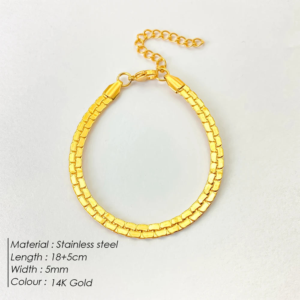 ELANDIS 14 Karat vergoldetes, wasserdichtes Metallstruktur-Armband mit klobiger Kette, Edelstahl-Armband, modischer Herrenschmuck, 48-Stunden-Versand