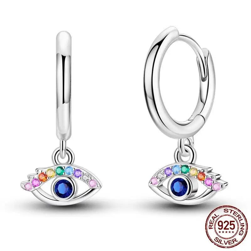 Leuchtende Muschel-Ohrringe für Damen, Original-Ohrringe aus 925er-Sterlingsilber, Pavé-CZ-Stern, Mond, Creolen, Verlobung, Hochzeit, Schmuck