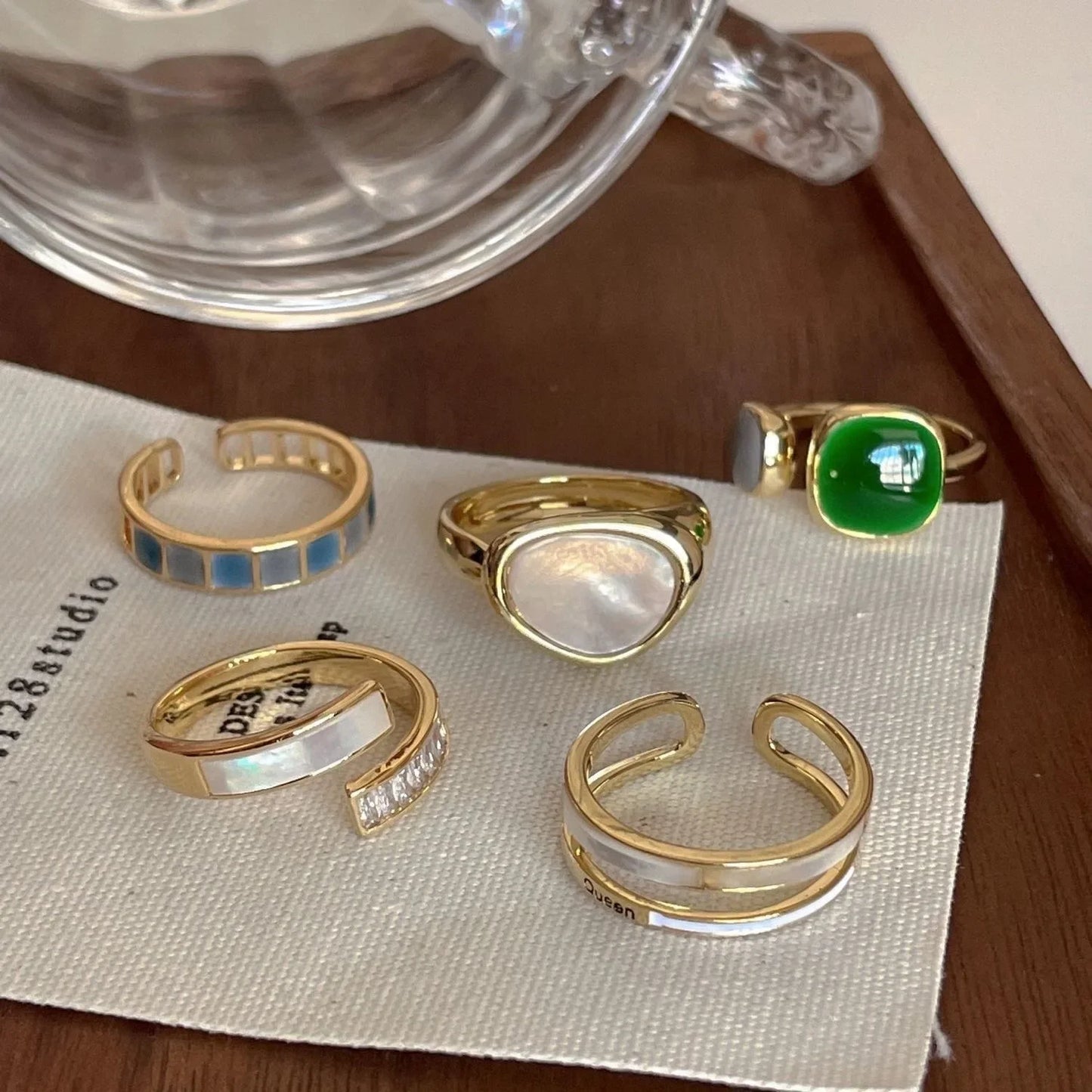 Kpop Trendy Retro Geometrische Bunte Tropf Glasur Offene Ringe für Frauen Einstellbar Exquisite Gold Farbe Finger Ringe Schmuck Geschenke