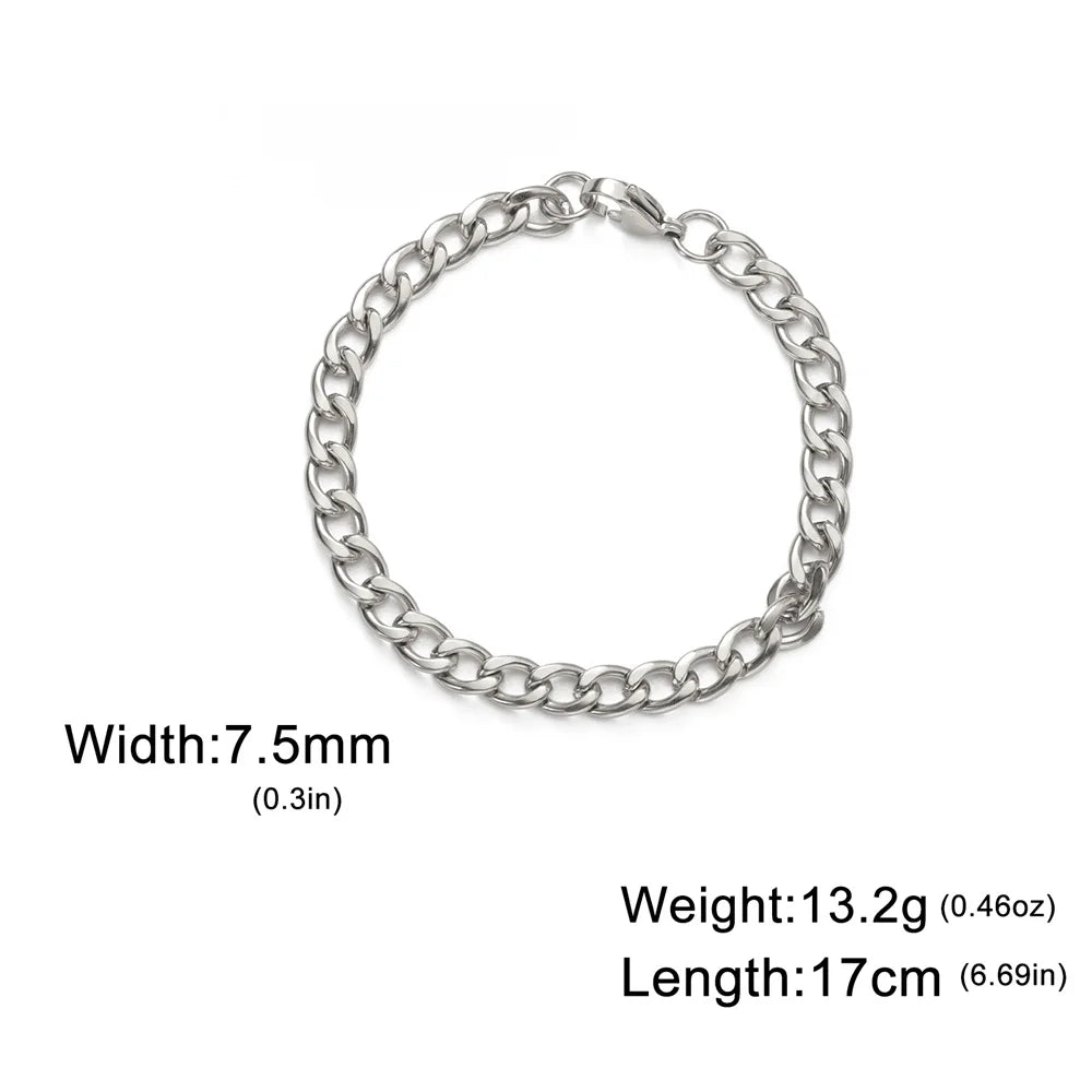 My Shape Mode kubanische Kette Männer Armband Edelstahl 3//9mm Breite Kette Armbänder Figaro Kette Junge Handgelenk Schmuck Paar