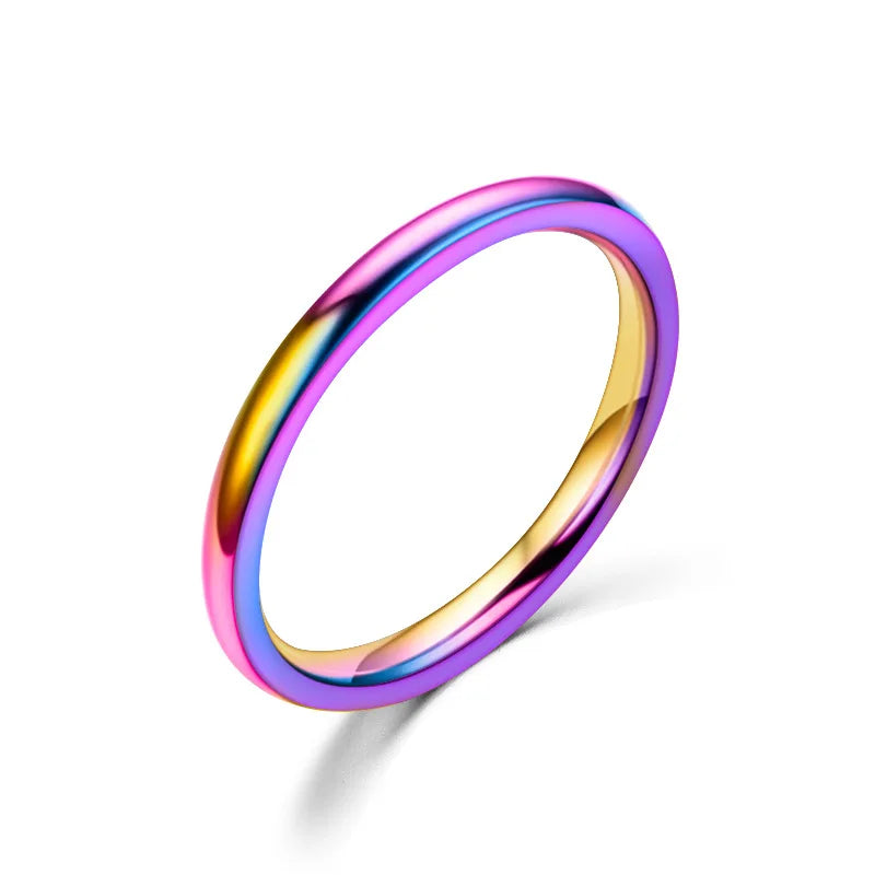 2 mm dünne Edelstahlringe, Roségold, modische, einfache Titanstahlringe für Frauen und Mädchen, Geschenke