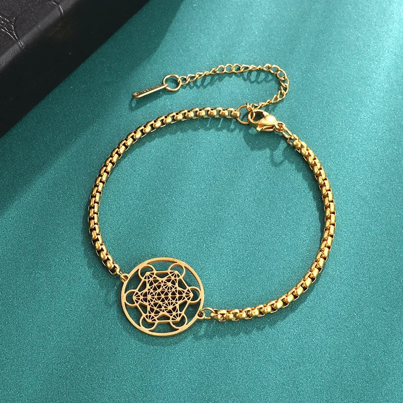 Metatron Würfel Armband Damen Edelstahl Erzengel Tag Armband Herrenmode Heilige Geometrie Amulett Schmuck Geschenk