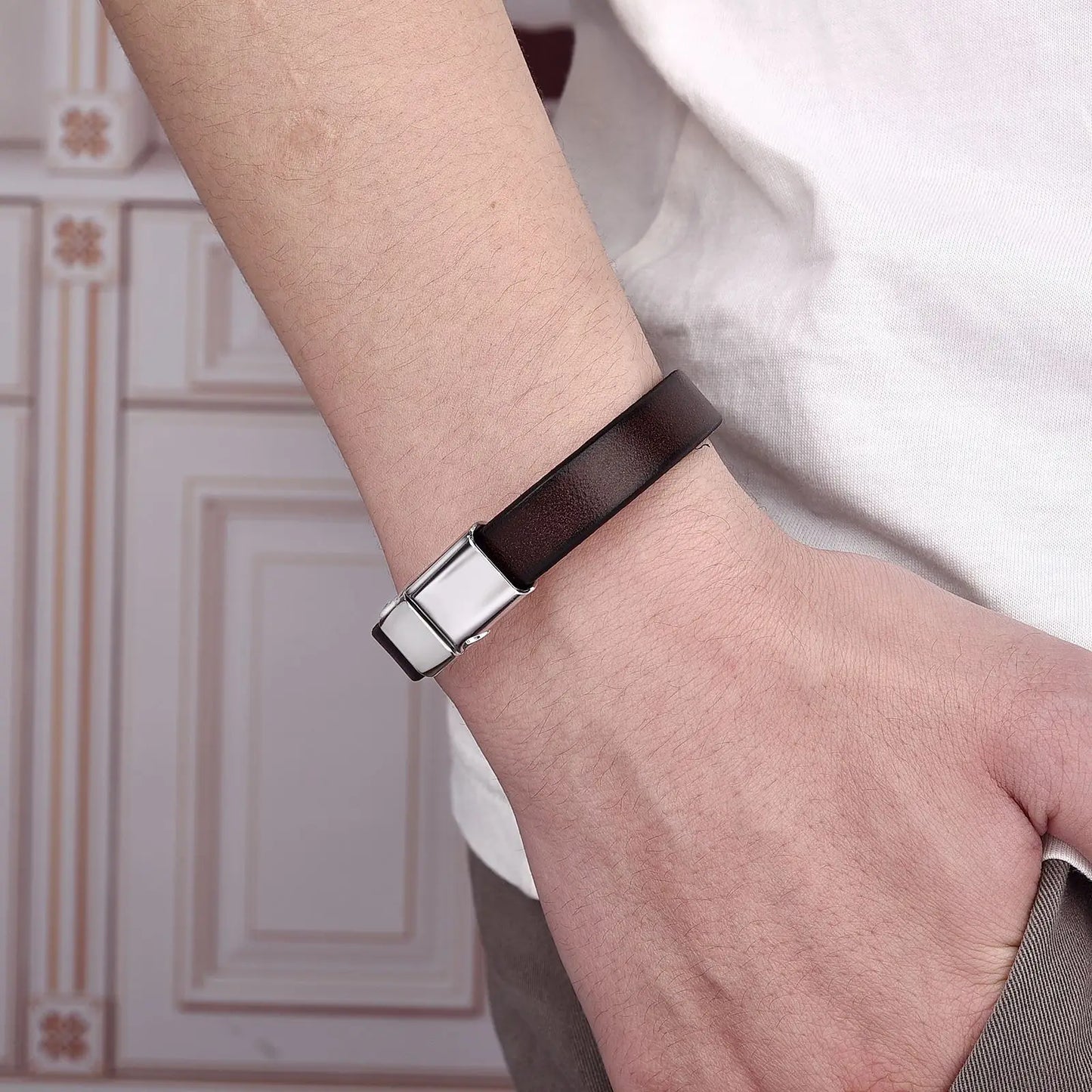 Klassische Magnetische Schnalle Leder Armband Für Männer Vintage Handgemachte Armband Männlichen Mode Schmuck Geschenke Großhandel