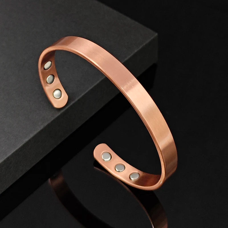 Einfache Schmuck-Set Reinem Kupfer Armband Ringe Manschette Magnetische Armreifen Für Frauen Männer Arthritis Gesundheit Solide Kupfer Schmuck