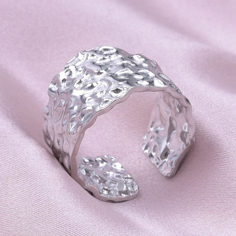 1/2/3 stücke mischen Farbe klobigen breiten Ring offene Edelstahl ringe für Frauen Männer Accessoires unregelmäßige Oberfläche kpop Modeschmuck