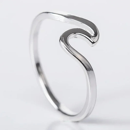 Mode Einfache Design Sea Wave Ringe Ozean Surf Edelstahl Finger Schmuck Ozean Surf Ring für Frauen Surfer Geschenk Großhandel