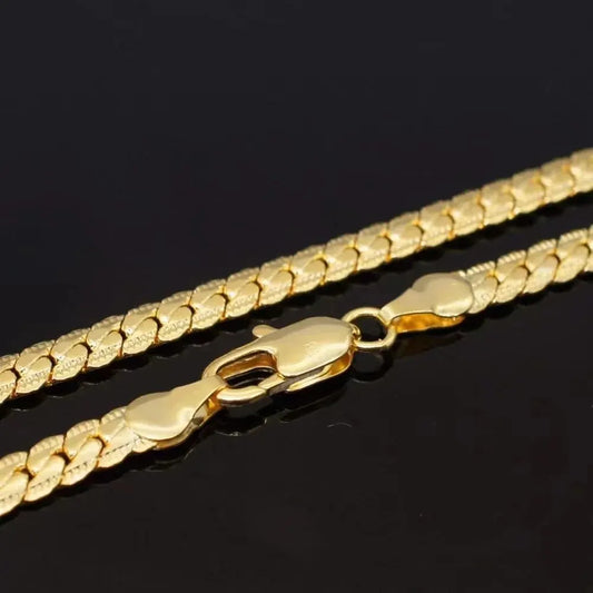 2-teiliges Set mit kubanischer Kette, Halskette, Armband-Set für Herren, goldfarben, flache Kette, Herren-Choker-Armband, Hiphop-Schmuckset