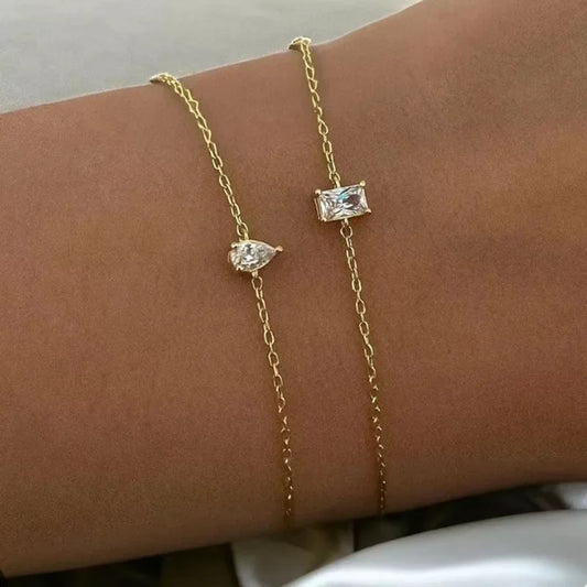 Neue Sommer Edelstahl Shinny Weiß Zirkon Kette Armbänder Für Frauen Einfache Armband Partei Schmuck Boho