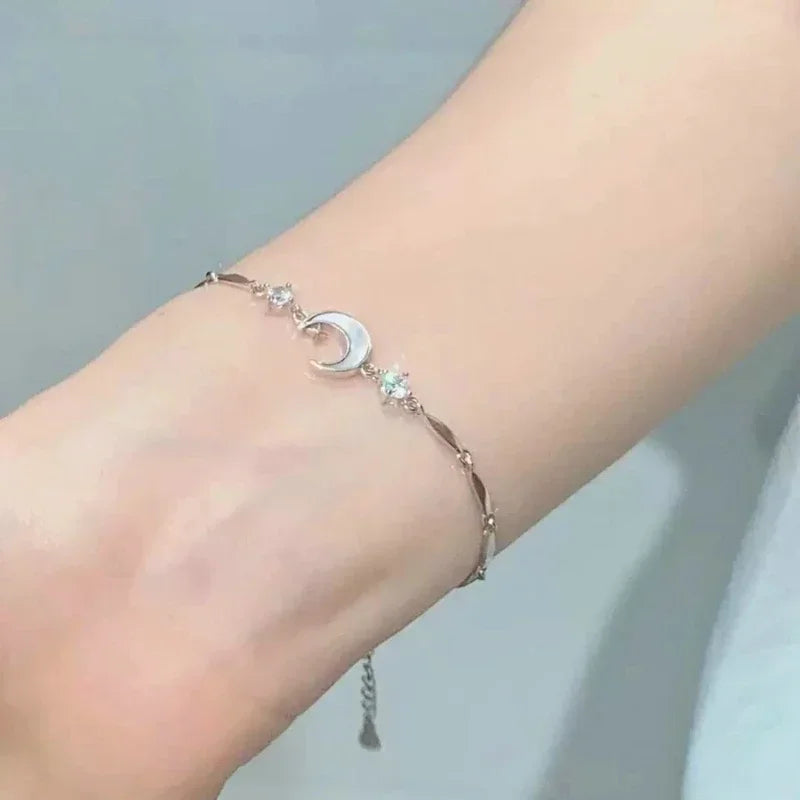 Elegante Kristall Blumen Armband Für Frauen Y2K Süße Mädchen Mond Kirschblüte Bogen Zirkon Armbänder Luxus Designer Schmuck Geschenk