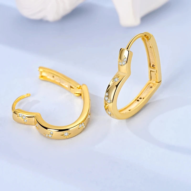 Ohrringe aus 925er-Sterlingsilber, Goldserie, U-förmige Creolen, passend für Original-925-Charms für Frauen und Mädchen, Party, edler Schmuck