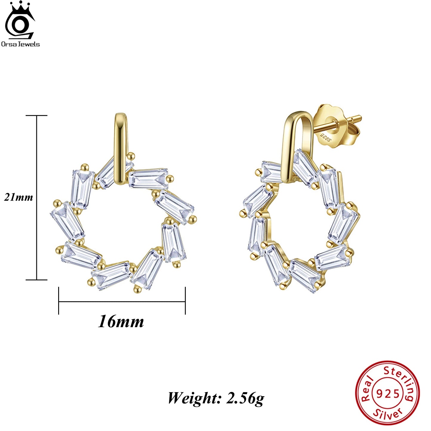 ORSA JEWELS Creolen aus 925er-Sterlingsilber mit quadratischem Zirkonia-Ornament, floraler Stil, Tropfenohrring, Schmuck, Freizeitkleidung, APE134