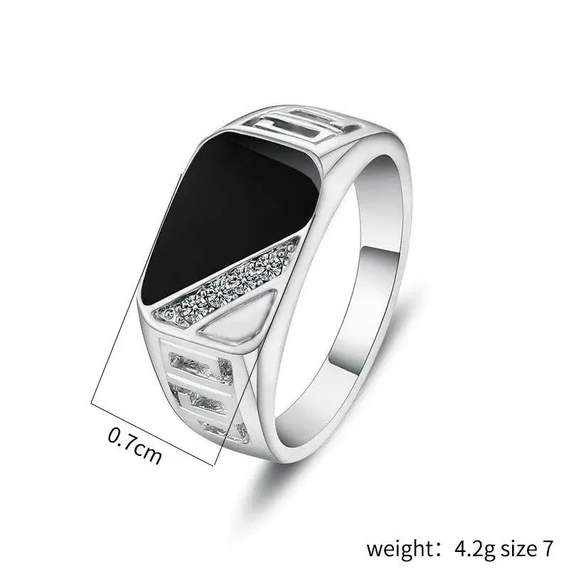 Klassische Größe 5-12 Männer Strass Ringe Fashion Party Schmuck Gold/Silber-Farbe Schwarz Emaille Männliche Finger Titan edelstahl Ring