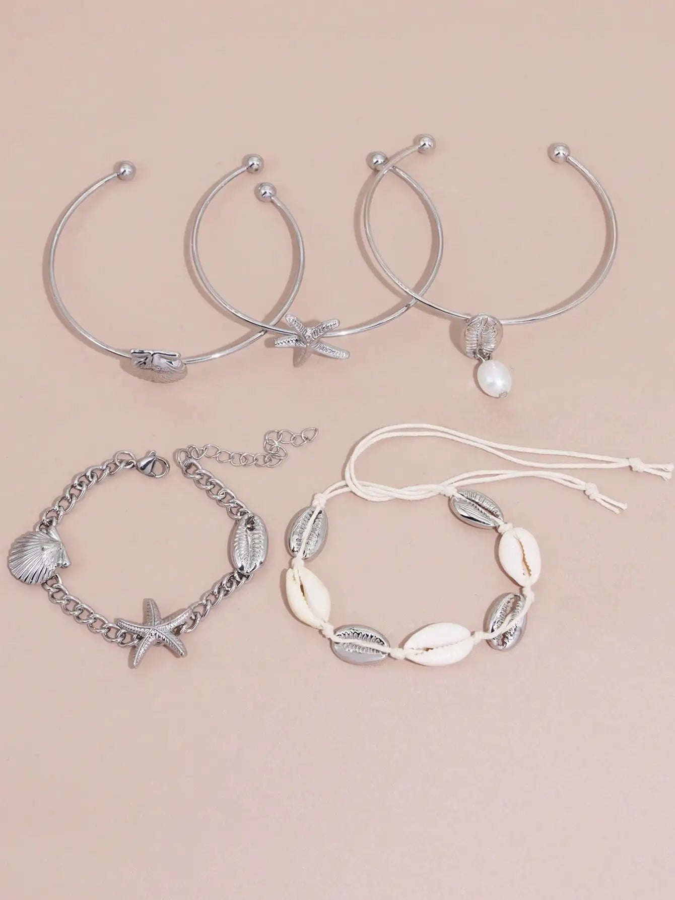 Mode Luxus Damen Armband Seestern Shell Anhänger Armband Set Strand Urlaub Zubehör