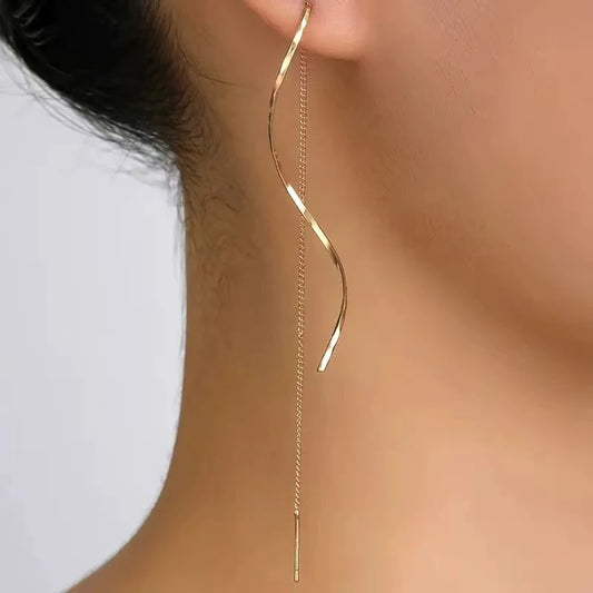 Einfache, vielseitige Damen-Ohrringe mit langen Quasten und modischem langem Ketten-Design für Partys, Hochzeiten, Geschenke für Frauen