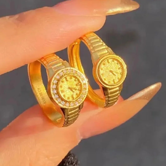 Verlobungsringe für Damen, Edelstahl, Uhrenform, offener Ring, verstellbare Anillos, Ehering, Schmuck, Accessoires, Geschenke