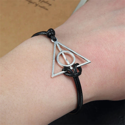Neuer Modeschmuck, antiker Charme, Potter Heiligtümer des Todes, Lederband-Armband für Männer und Frauen, Geschenke