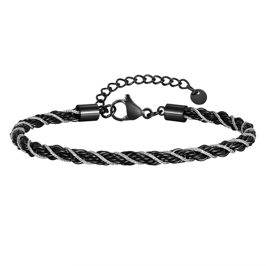 Zweifarbige gedrehte Kettenarmbänder für Männer und Jungen, 18–23 cm Edelstahl-Kettenglieder-Armband, 2025 neue stilvolle Schmuckgeschenke