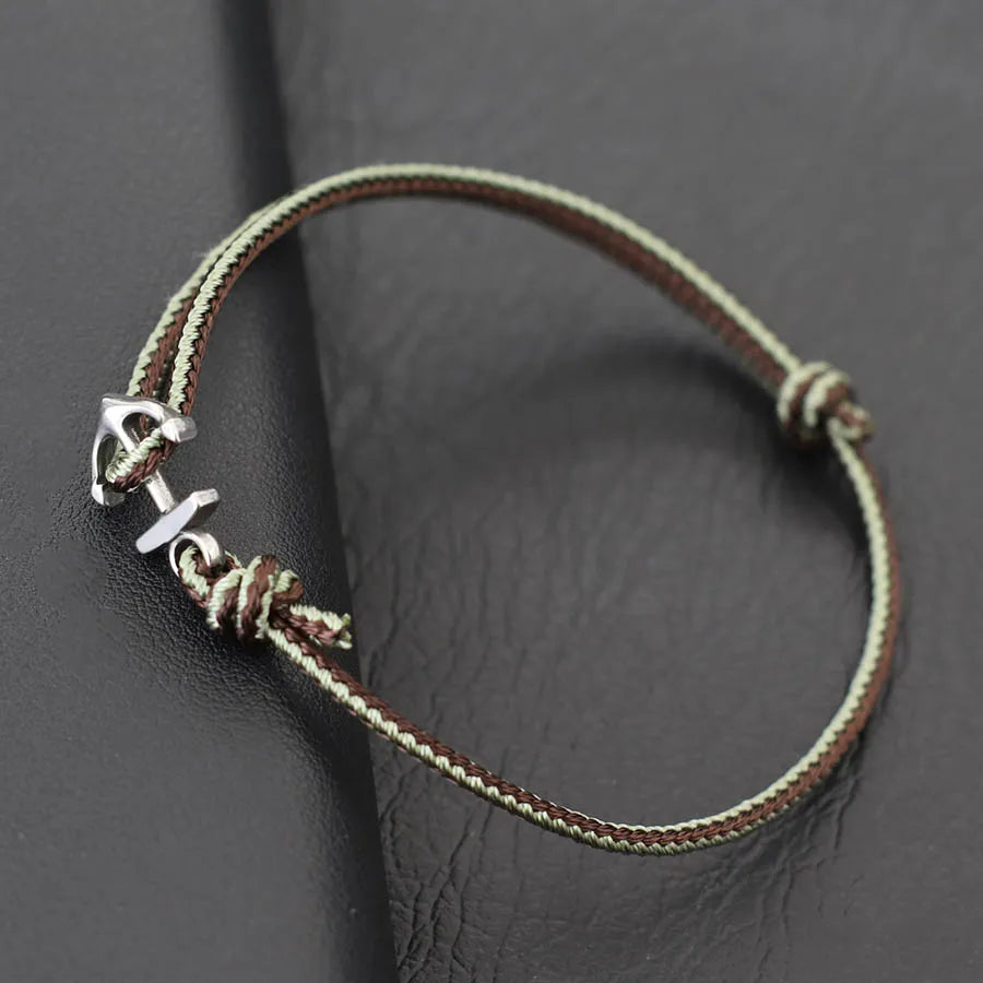 Neue Männer Anker Armband Ethnischen Stil Feines Seil Edelstahl Armband Handgemachte Einstellbare Pulsera Viking Strand Surfen Schmuck
