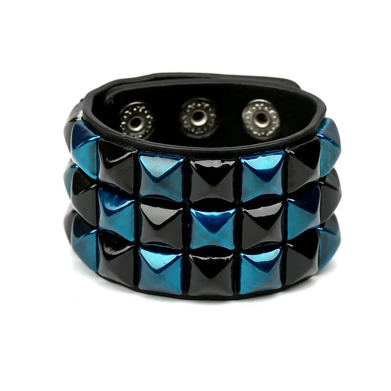 Mode 9 Farben Doppel Gürtel Leder Handgelenk Freundschaft Große Breite Armband Für Männlich Weiblich Schnalle Vintage Punk Schmuck