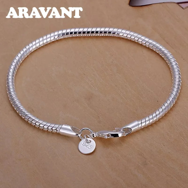 Aravant 925 Silber 3 MM/4 MM Schlangenkette Armbänder Für Frauen Männer Modeschmuck