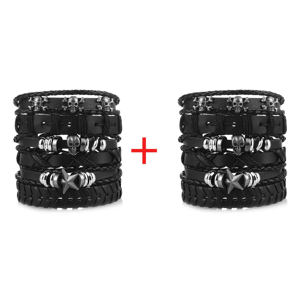 Mode Armband Viking Armband für Männer Hand Armbänder gewebt Schädel Hand Schmuck verstellbare Leder Set Viking Mann Armband
