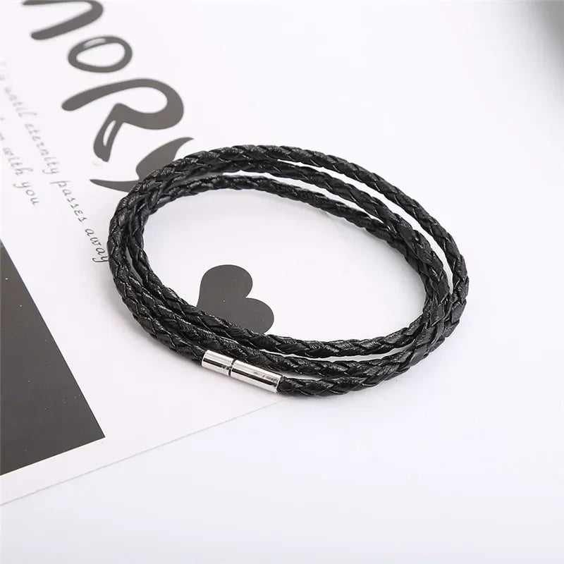 Mehr schicht ige Leder armbänder Frauen Männer Punk Armband Geflecht Armreifen hand gefertigte Seil wickel Armbänder Geburtstags feier Glücks geschenk