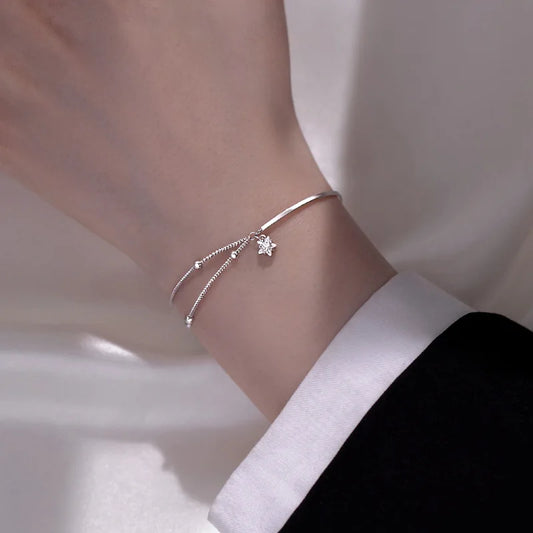 Neue Mode 925 Sterling Silber Stern Armband Einfache Temperament Zubehör Geburtstag Party Geschenke Für frauen Edlen Schmuck