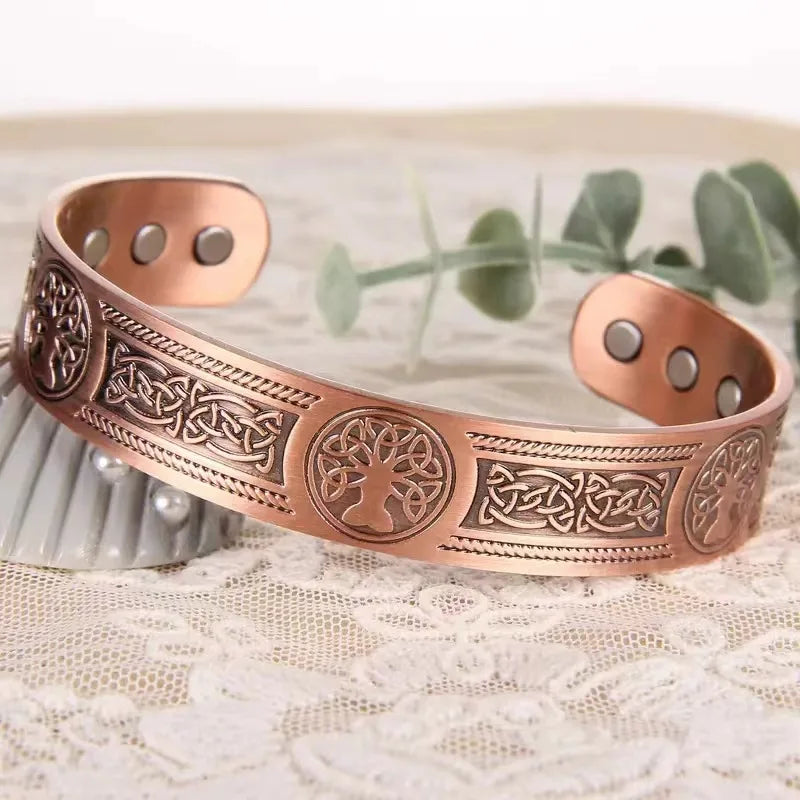 Heißes verkaufendes Magnet-Retro-Armband mit Lebensbaummuster-Anordnung, magnetisches antikes Kupferarmband für Herren