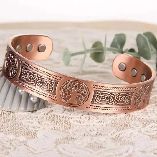 Heißes verkaufendes Magnet-Retro-Armband mit Lebensbaummuster-Anordnung, magnetisches antikes Kupferarmband für Herren