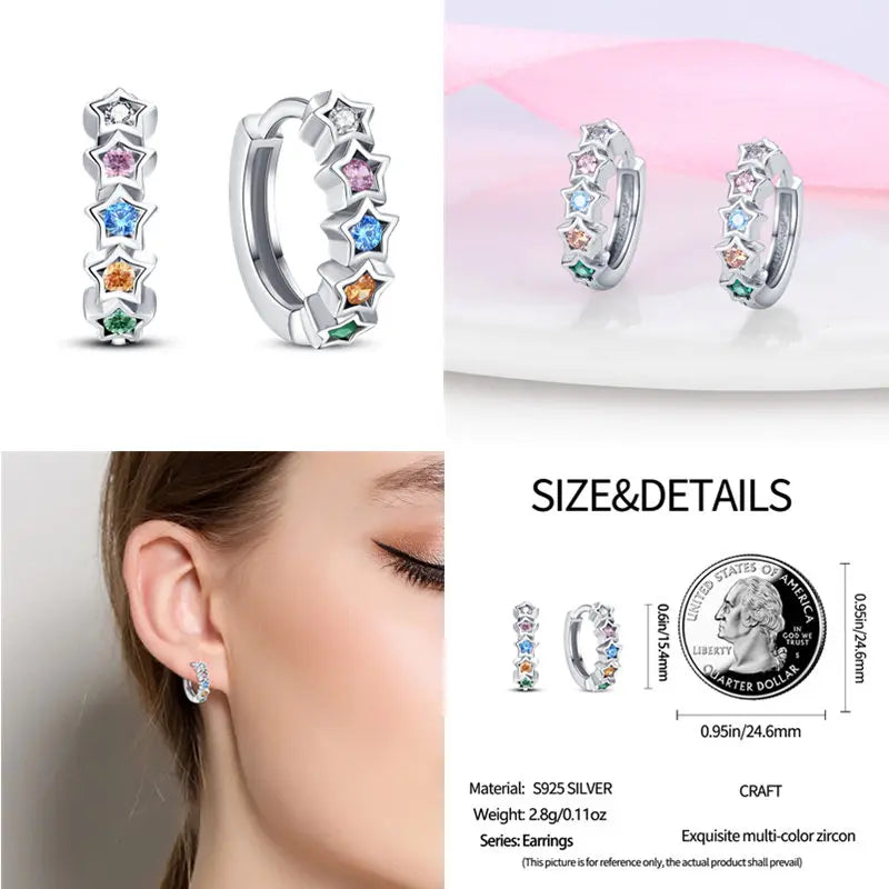 2024 Hotsale Ohrringe aus 925er-Sterlingsilber, Creolen mit Pavé-CZ-U-Form, Zirkon für Frauen, funkelnd, mit Größe, Modellanzeige