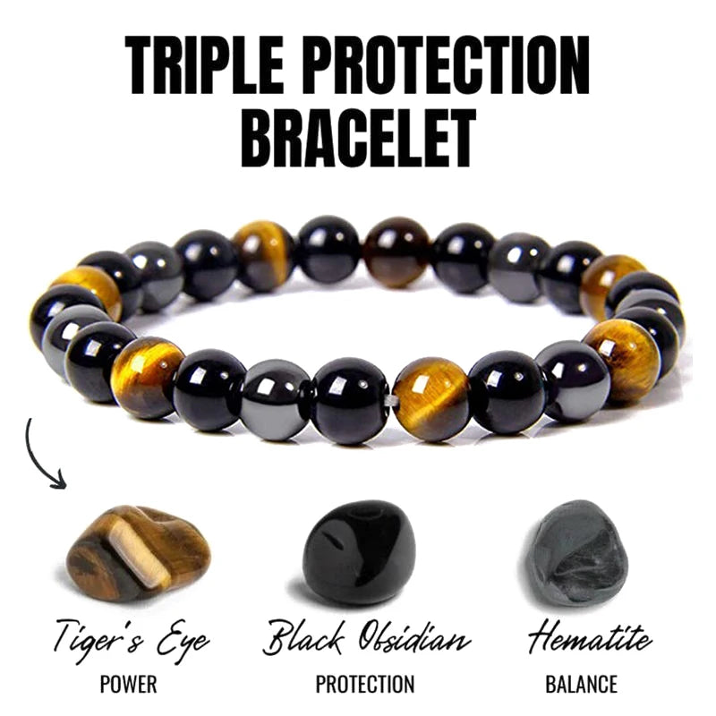 Natürliche schwarze Obsidian Hämatit Tigerauge Perlen Armbänder Männer für magnetische Gesundheitsschutz Frauen Soul Schmuck Pulsera Hombre