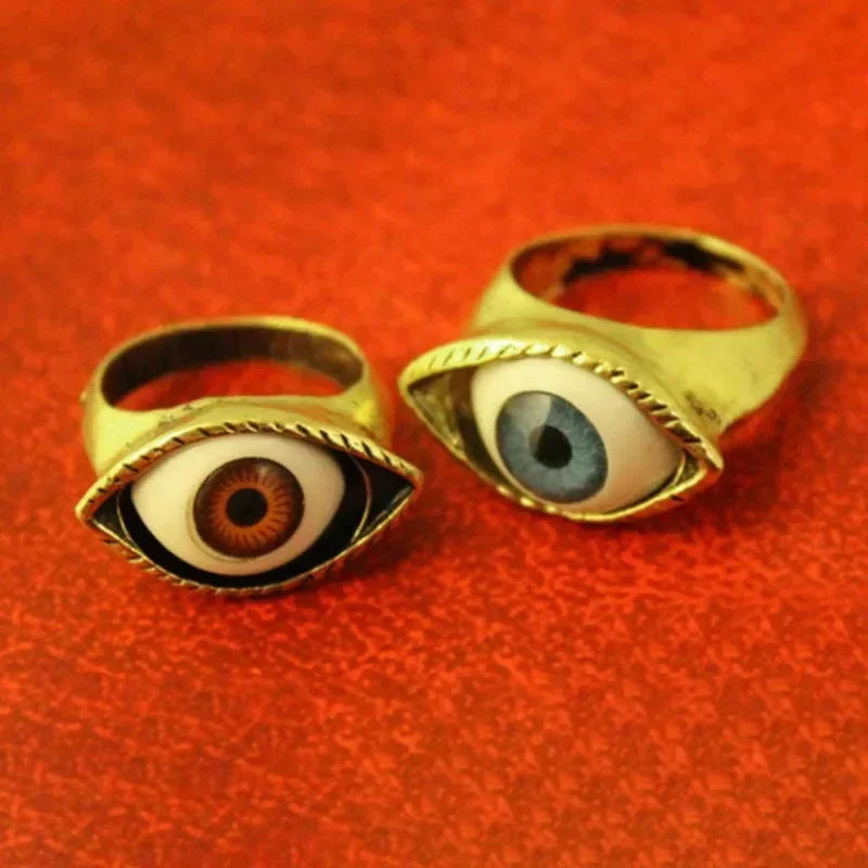 Gothic übertriebene Legierung Geometrie Punk Retro Persönlichkeit Schmuck braun Mode schicke Ringe blauen Stil Mode heißes Geschenk