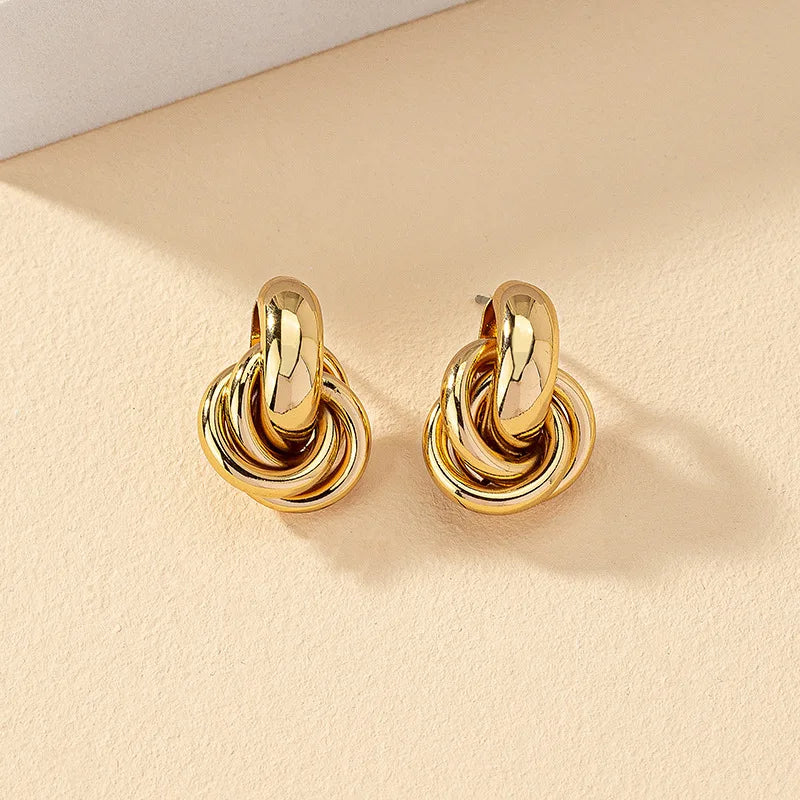 Gold Silber Farbe Knoten Creolen Für Frauen Glänzende Beschichtung Trendy Ohrring Stud Nette Täglichen Verschleiß Schmuck