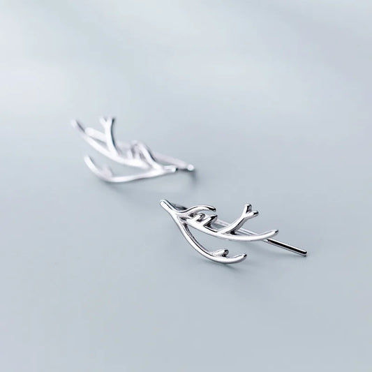 MloveAcc Ohrstecker aus 925er-Sterlingsilber mit Elchgeweih, für Damen und Mädchen, modischer feiner Silberschmuck