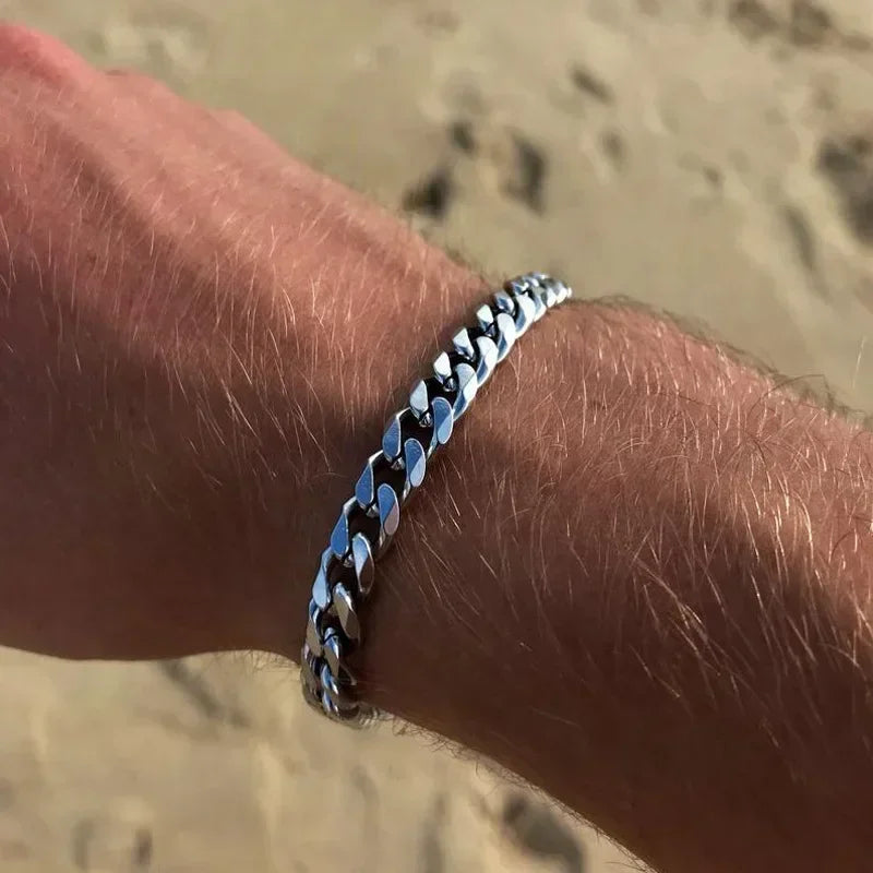 3/5/7mm Männer Armbänder Edelstahl Kette Armbänder Chunky Kubanischen Silber Farbe Link Kette Klassische Punk schwere Männliche Schmuck Geschenke