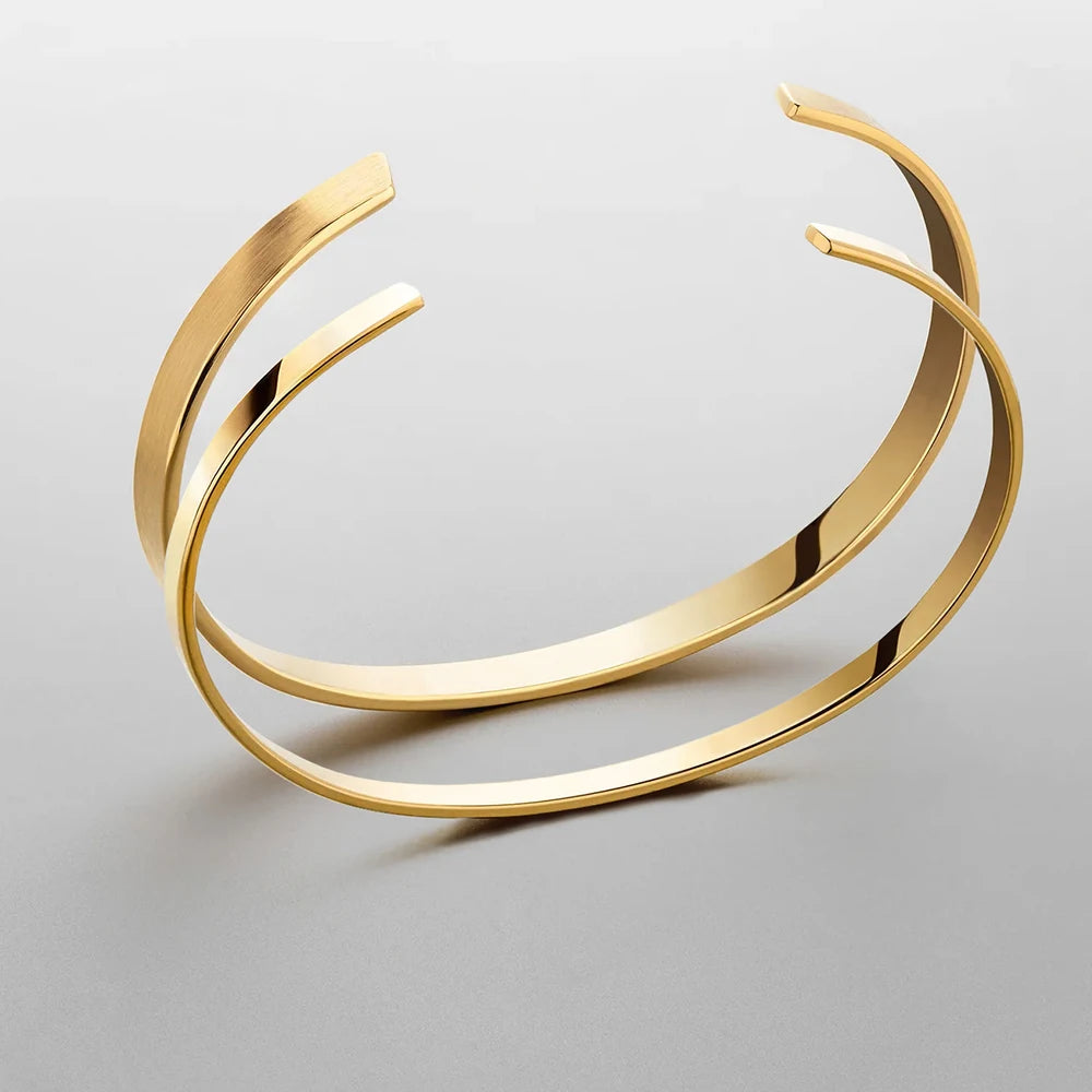 ELANDIS Offener Armreif aus Edelstahl, minimalistischer Herrenschmuck, modisches Platin-Armband, beliebtes Weihnachtsgeschenk für Paare
