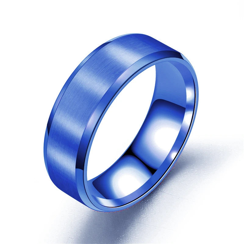 8mm Matt Edelstahl Einfaches Design Schlichte Titan Ringe Gold Ton Versilbert Schwarz Blau Ringe Männer Frau Schmuck Geschenk