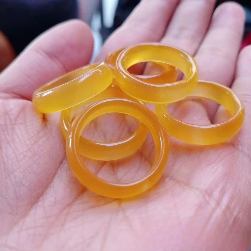 Natürlicher Chalcedon, handgeschnitzter Jade-Ring, Modeschmuck, Geschenk, Jade-Ringe, verschiedene Farben, Liebhaber, Edelsteine, Accessoires, Großhandel