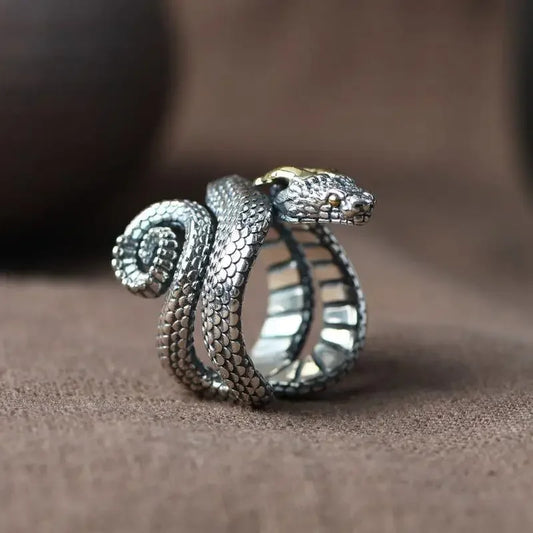 Retro Nordic Riesen Schlange Jormungand Ring für Frauen Männer Silber Farbe Tier Ringe Trendy Schmuck Zubehör