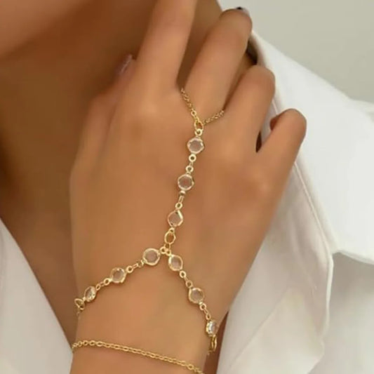 Mode Multilayer Armband Ring Kristall Luxus Finger Armband Heißer Seles Frauen Mi Braut Schmuck Finger Kette Paar Armband