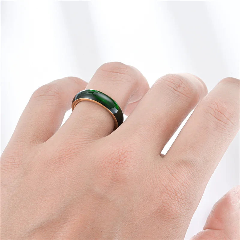 Vintage künstliche grüne Jade Edelstahl Ring für Paare Schmuck kreative glatte Muster Fingerringe Party Schmuck Geschenke