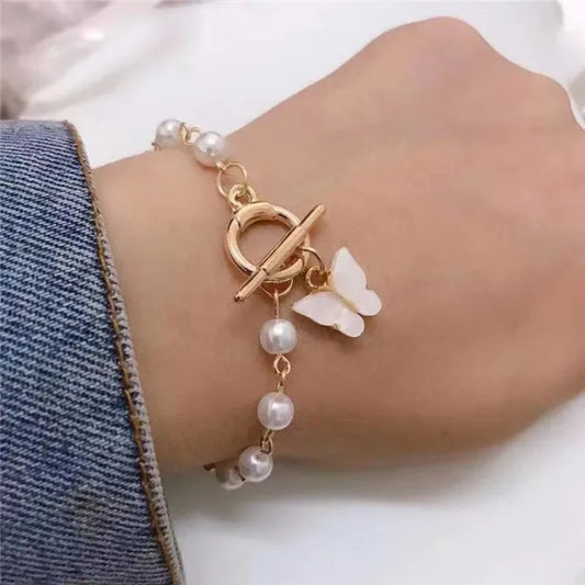 Mode Schmetterling Perle Anhänger Armband Damen Mädchen Trend Charm Armband Festliche Freundschaft Geburtstag Schmuck