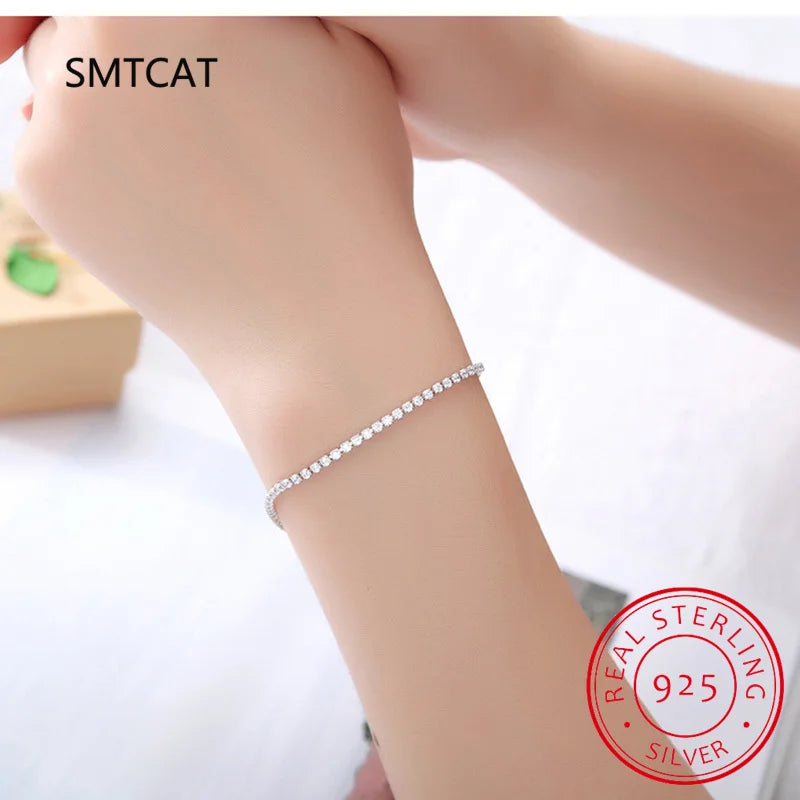 2 mm Moissanit-Tennisarmband für Damen und Herren, 925er Sterlingsilber vergoldet, 18 Karat Gold, Hip-Hop-Kette, runde Blasendiamant-Armbänder