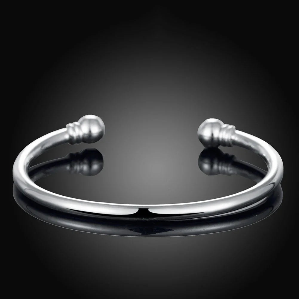 Heiße 925 Sterling Silber Manschette Armbänder für Frauen einfache elegante Armreifen Mode Hochzeits feier Schmuck Weihnachts geschenke