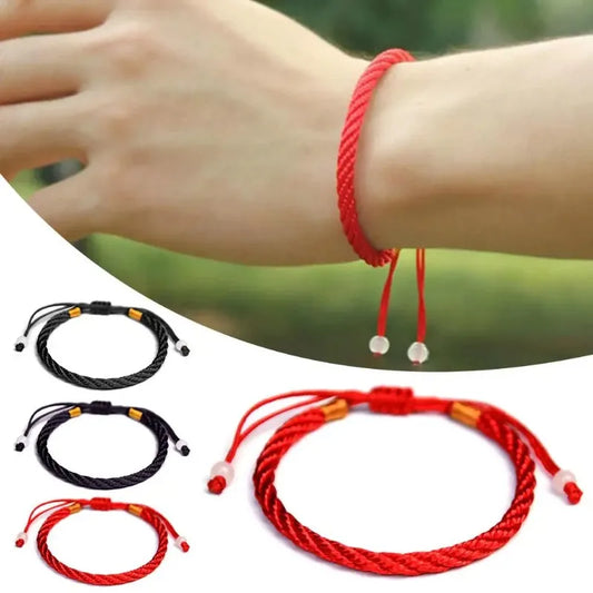 Rote buddhistische handgefertigte Zopfschnur-Armbänder, tibetisches gewebtes Seil-Armband, viel Glück, Amulett-Armband für Frauen und Mädchen, 2025,